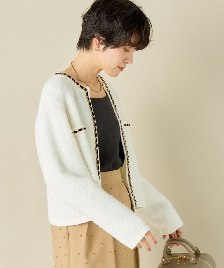 NOLLEY'S「＜飯豊まりえさん着用＞チェーンブレードフワフワジャケット 24AW」|カーディガン|