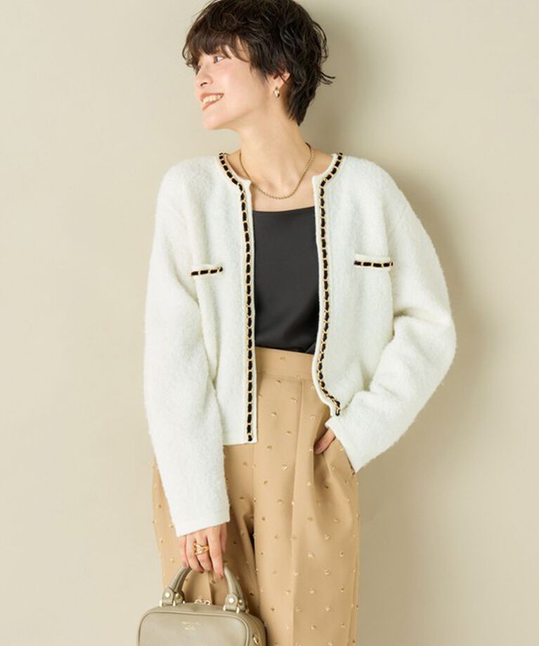 NOLLEY'S「＜飯豊まりえさん着用＞チェーンブレードフワフワジャケット 24AW」|カーディガン|