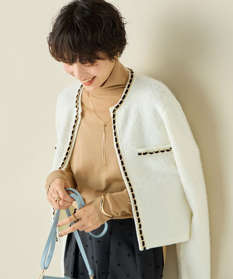 NOLLEY'S「＜飯豊まりえさん着用＞チェーンブレードフワフワジャケット 24AW」|カーディガン|