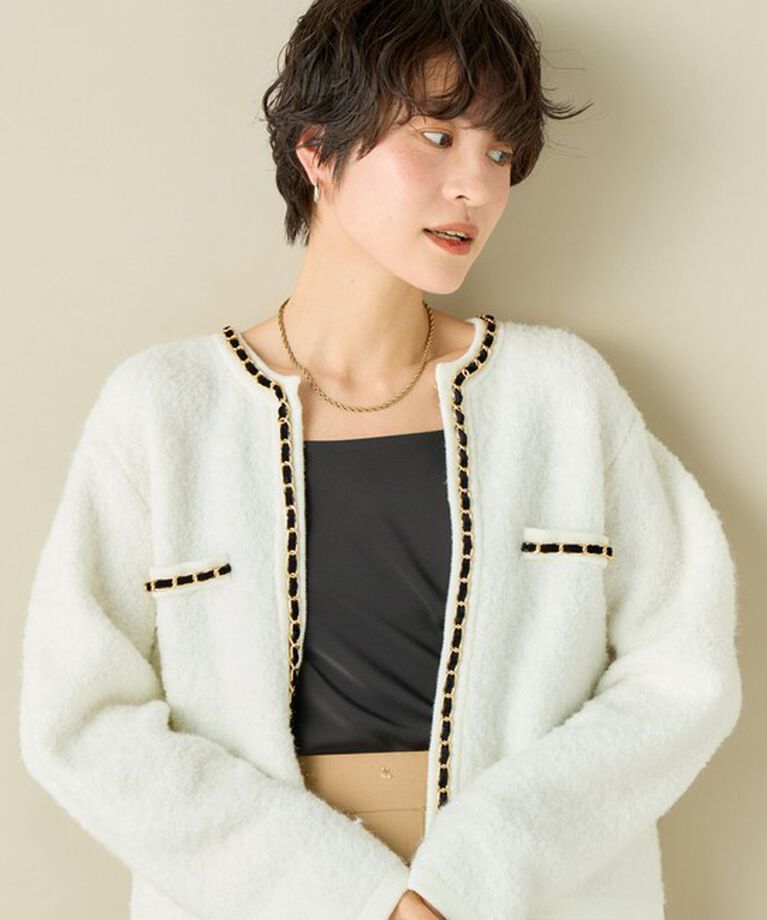 NOLLEY'S「＜飯豊まりえさん着用＞チェーンブレードフワフワジャケット 24AW」|カーディガン|