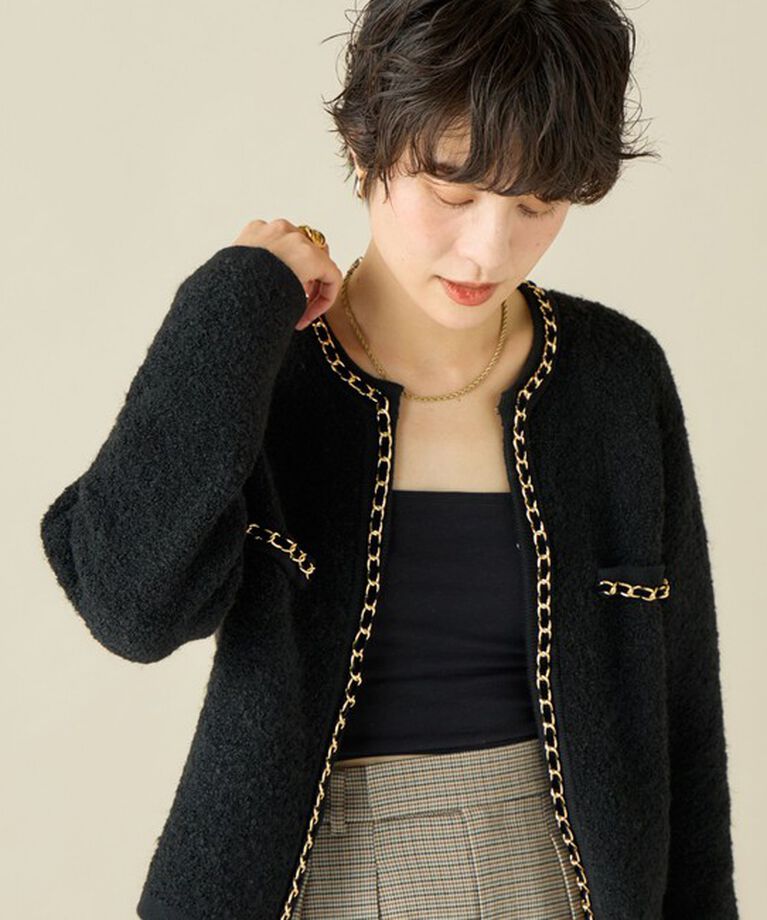 NOLLEY'S「＜飯豊まりえさん着用＞チェーンブレードフワフワジャケット 24AW」|カーディガン|