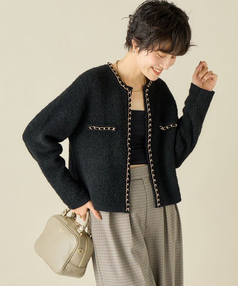 NOLLEY'S「＜飯豊まりえさん着用＞チェーンブレードフワフワジャケット 24AW」|カーディガン|