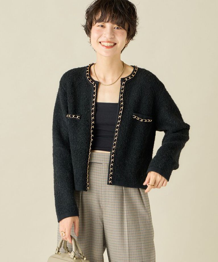NOLLEY'S「＜飯豊まりえさん着用＞チェーンブレードフワフワジャケット 24AW」|カーディガン|