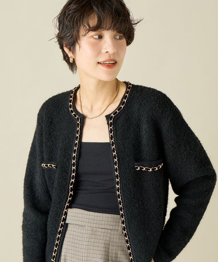 NOLLEY'S「＜飯豊まりえさん着用＞チェーンブレードフワフワジャケット 24AW」|カーディガン|