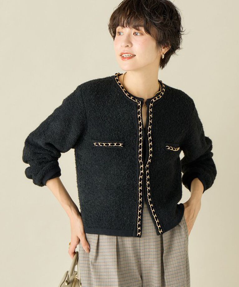 NOLLEY'S「＜飯豊まりえさん着用＞チェーンブレードフワフワジャケット 24AW」|カーディガン|