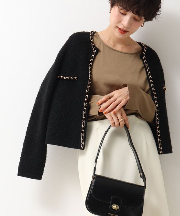 NOLLEY'S「＜飯豊まりえさん着用＞チェーンブレードフワフワジャケット 24AW」|カーディガン|