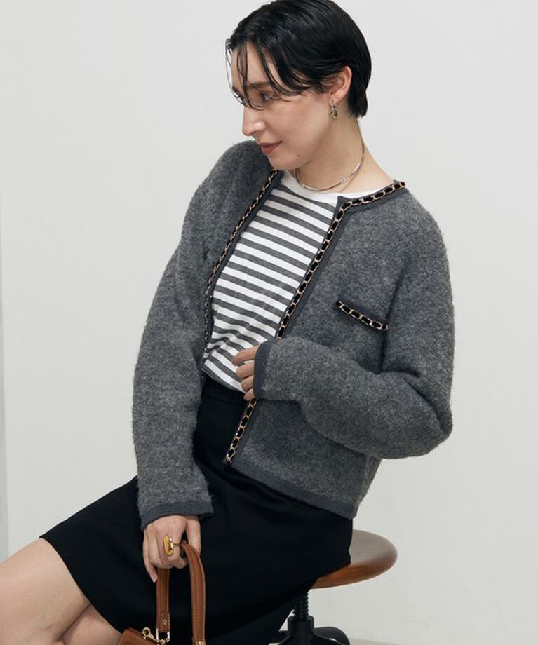 NOLLEY'S「＜飯豊まりえさん着用＞チェーンブレードフワフワジャケット 24AW」|カーディガン|