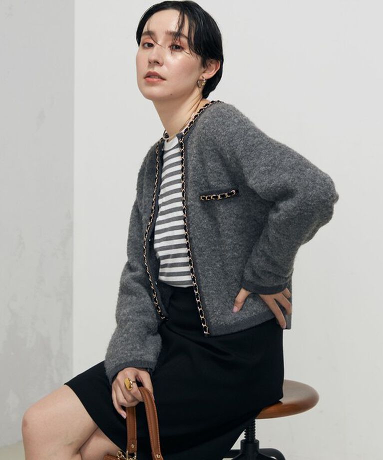 NOLLEY'S「＜飯豊まりえさん着用＞チェーンブレードフワフワジャケット 24AW」|カーディガン|