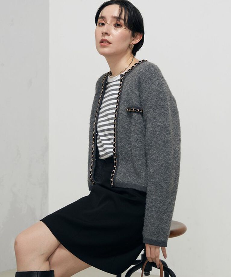 NOLLEY'S「＜飯豊まりえさん着用＞チェーンブレードフワフワジャケット 24AW」|カーディガン|