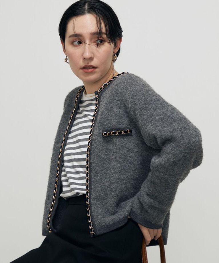 NOLLEY'S「＜飯豊まりえさん着用＞チェーンブレードフワフワジャケット 24AW」|カーディガン|