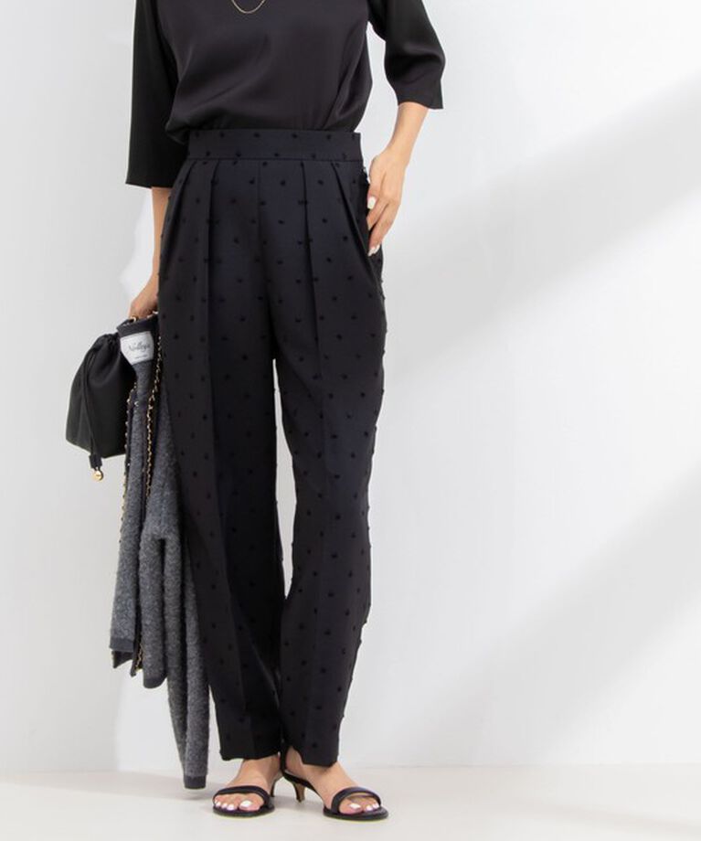 NOLLEY'S「《オールシーズン対応》ウォッシャブルドットツッキリツータックテーパードパンツ 24AW」|その他|ブラック
