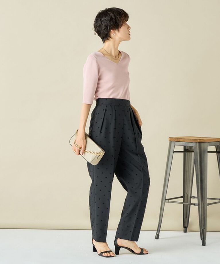 NOLLEY'S「《オールシーズン対応》ウォッシャブルドットツッキリツータックテーパードパンツ 24AW」|その他|