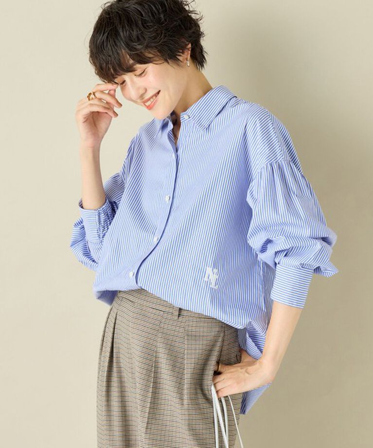 NOLLEY'S「スパンコール刺繍ストライプ2WAYシャツ」|シャツ・ブラウス|ブルー系その他