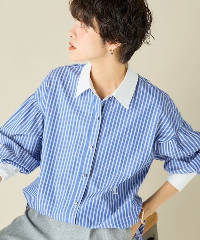 NOLLEY'S「スパンコール刺繍ストライプ2WAYシャツ」|シャツ・ブラウス|