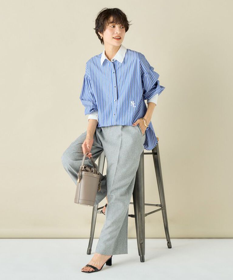 NOLLEY'S「スパンコール刺繍ストライプ2WAYシャツ」|シャツ・ブラウス|
