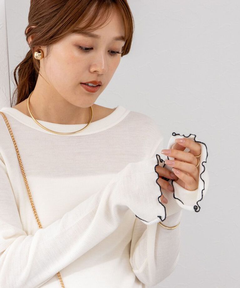 NOLLEY'S「MY STANDARDウォッシャブルリブクルーネックプルオーバーカットソー」|Tシャツ・カットソー|