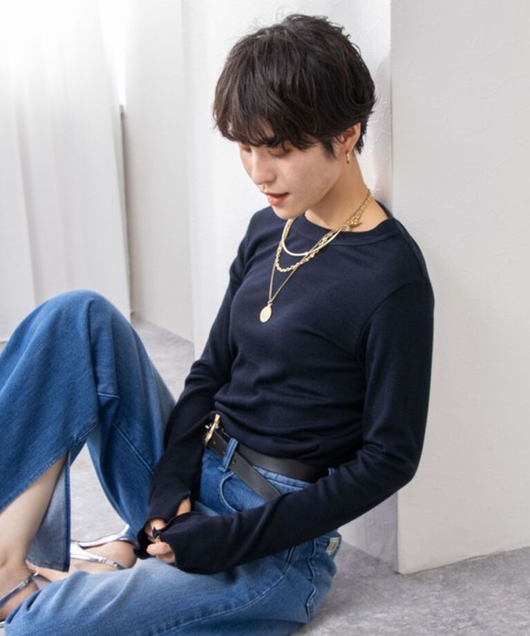 NOLLEY'S「MY STANDARDウォッシャブルリブクルーネックプルオーバーカットソー」|Tシャツ・カットソー|