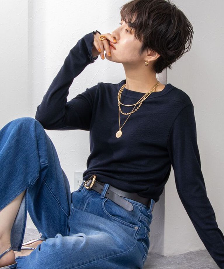 NOLLEY'S「MY STANDARDウォッシャブルリブクルーネックプルオーバーカットソー」|Tシャツ・カットソー|