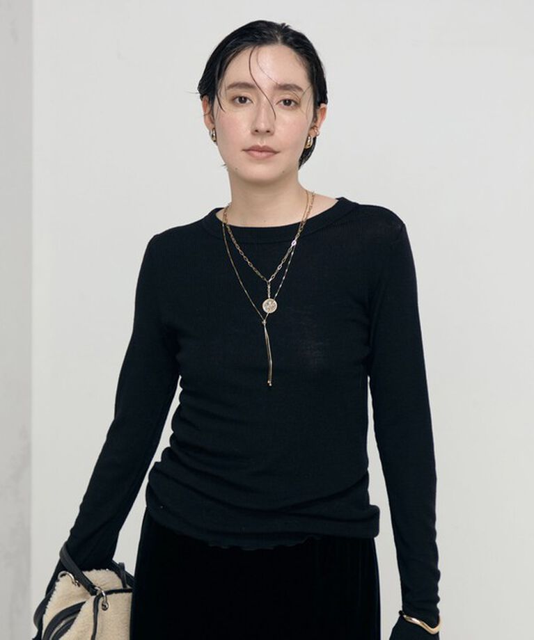 NOLLEY'S「MY STANDARDウォッシャブルリブクルーネックプルオーバーカットソー」|Tシャツ・カットソー|ブラック