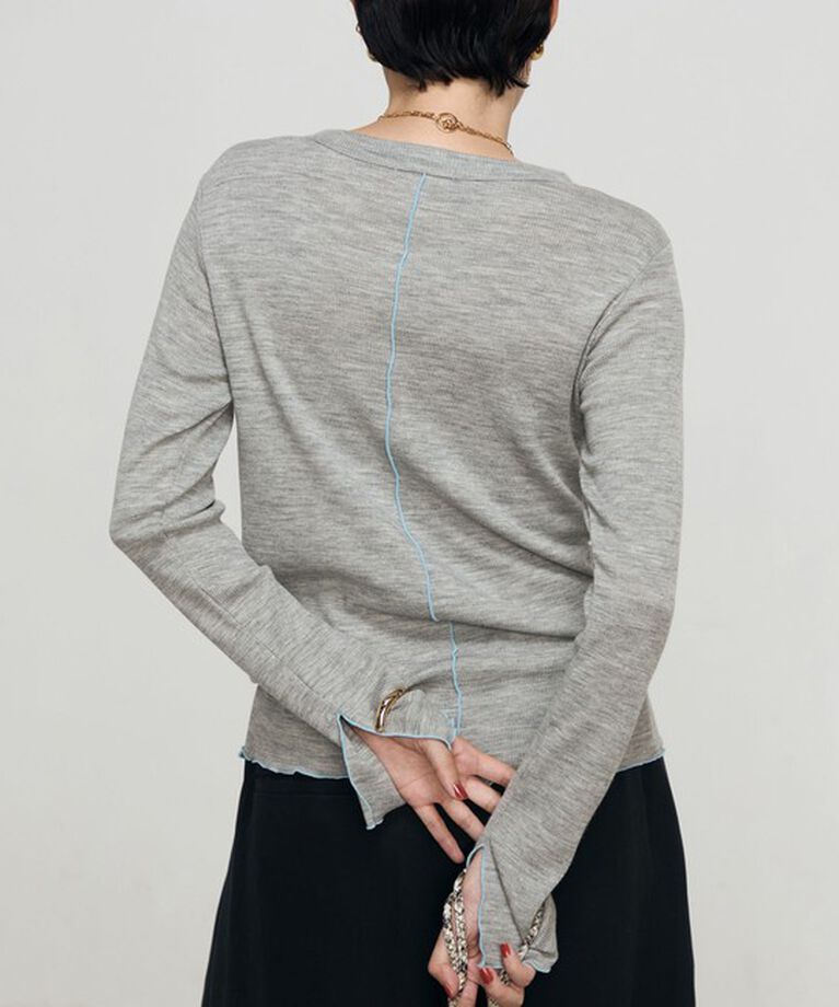 NOLLEY'S「MY STANDARDウォッシャブルリブクルーネックプルオーバーカットソー」|Tシャツ・カットソー|ライトグレー