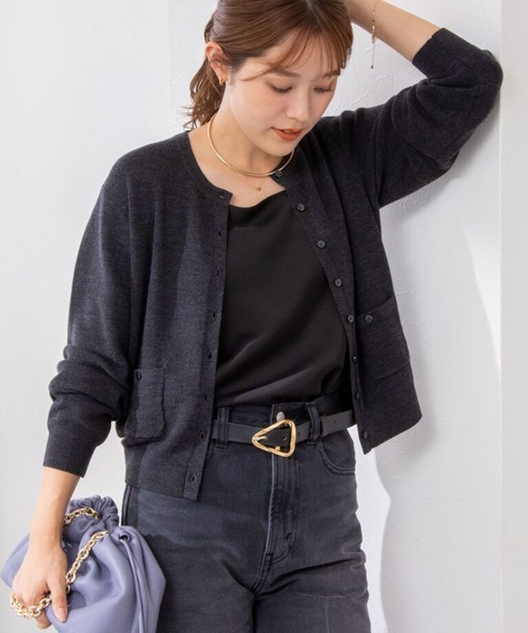 NOLLEY'S「《手洗い可能》ESPOIR 16G片畦クルーネックカーディガン」|カーディガン|