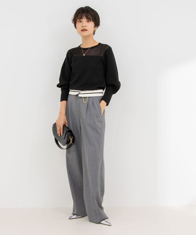NOLLEY'S sophi「部分シアーパワショルプルオーバーニット」|ニット・セーター|