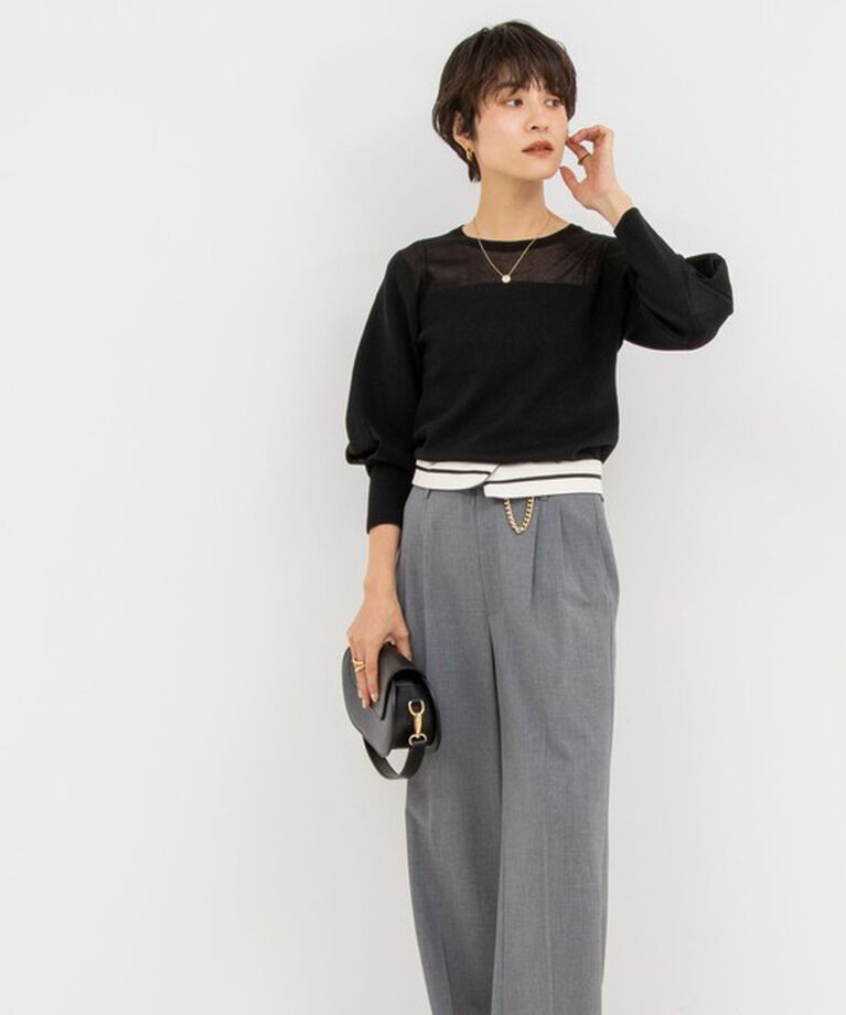 NOLLEY'S sophi「部分シアーパワショルプルオーバーニット」|ニット・セーター|