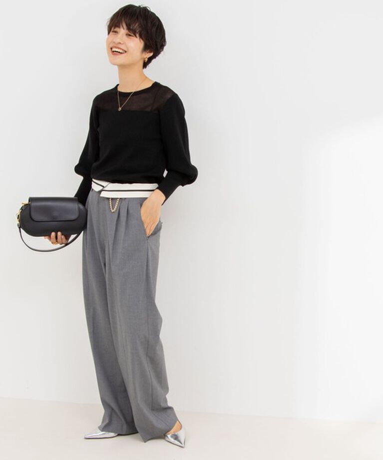 NOLLEY'S sophi「部分シアーパワショルプルオーバーニット」|ニット・セーター|