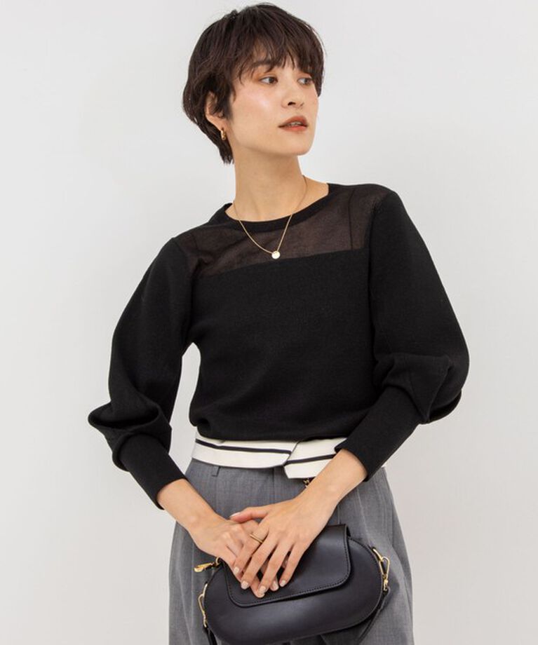 NOLLEY'S sophi「部分シアーパワショルプルオーバーニット」|ニット・セーター|