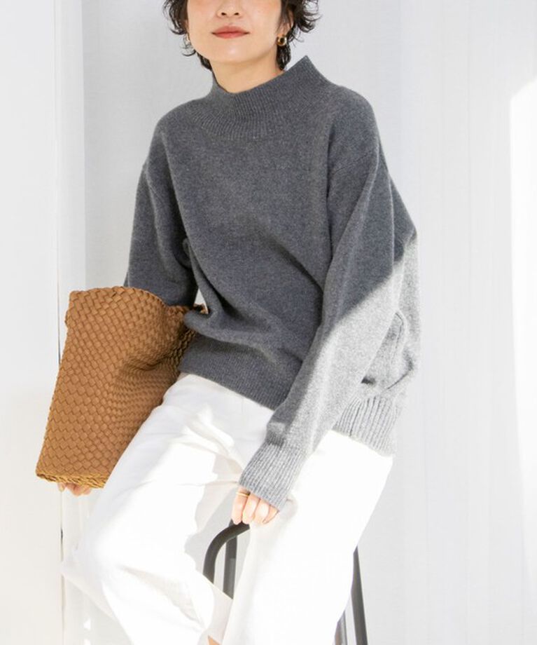 NOLLEY'S「《全骨格対応》カシミヤ混MUSICハイネックプルオーバーニット 24AW」|ニット・セーター|チャコールグレー