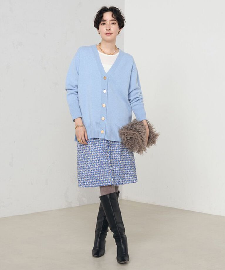 NOLLEY'S「カシミヤ混MUSICゆったりVネックカーディガン 24AW」|カーディガン|