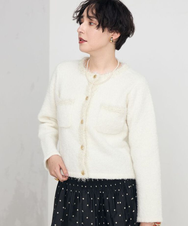 NOLLEY'S「《手洗い可能》ラメフワフワジャケット 24AW」|ニット・セーター|