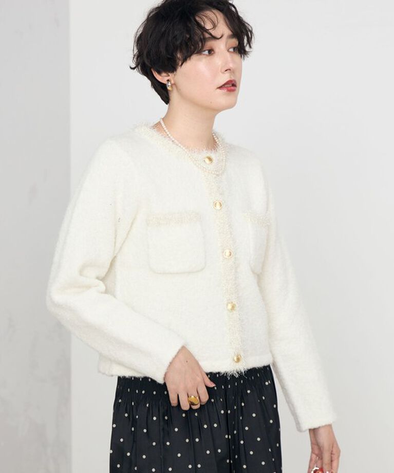 NOLLEY'S「《手洗い可能》ラメフワフワジャケット 24AW」|ニット・セーター|