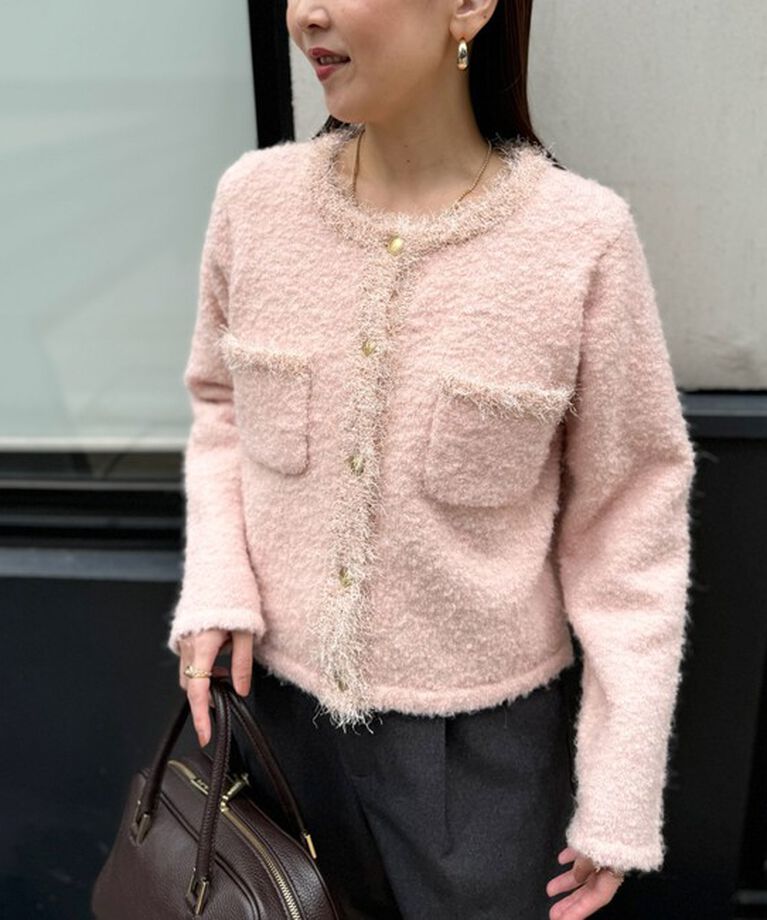 NOLLEY'S「《手洗い可能》ラメフワフワジャケット 24AW」|ニット・セーター|
