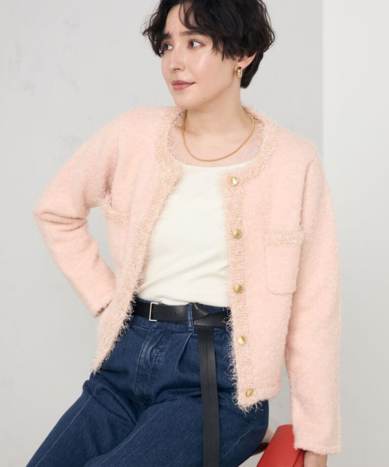 NOLLEY'S「《手洗い可能》ラメフワフワジャケット 24AW」|ニット・セーター|