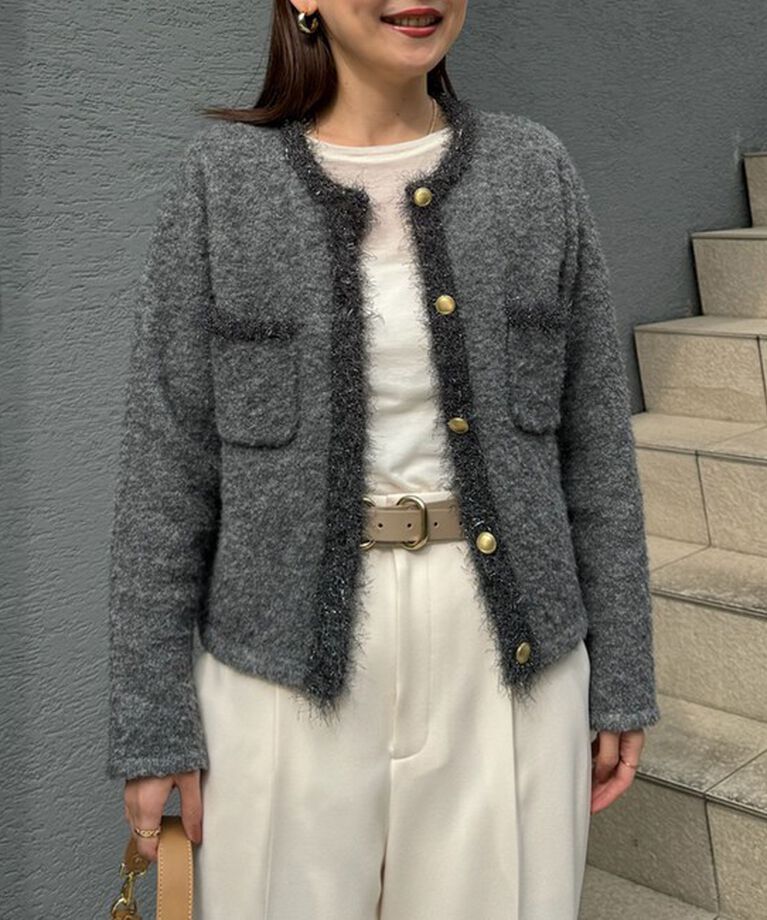 NOLLEY'S「《手洗い可能》ラメフワフワジャケット 24AW」|ニット・セーター|