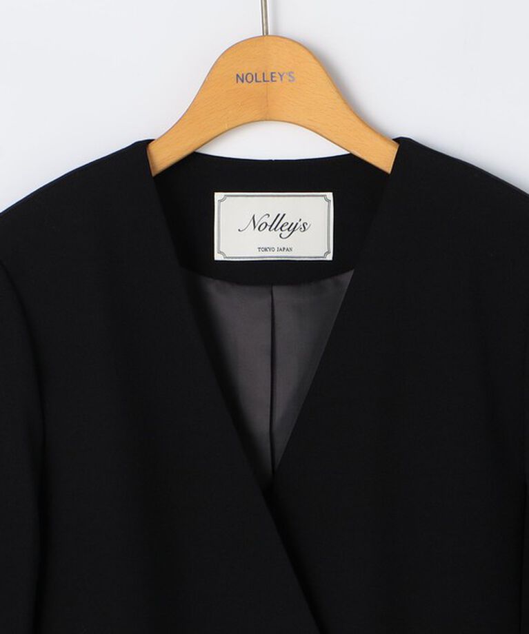 NOLLEY'S「《セットアップ対応》プレミアムストレッチ Vネックダブル釦ジャケット」|ノーカラージャケット|