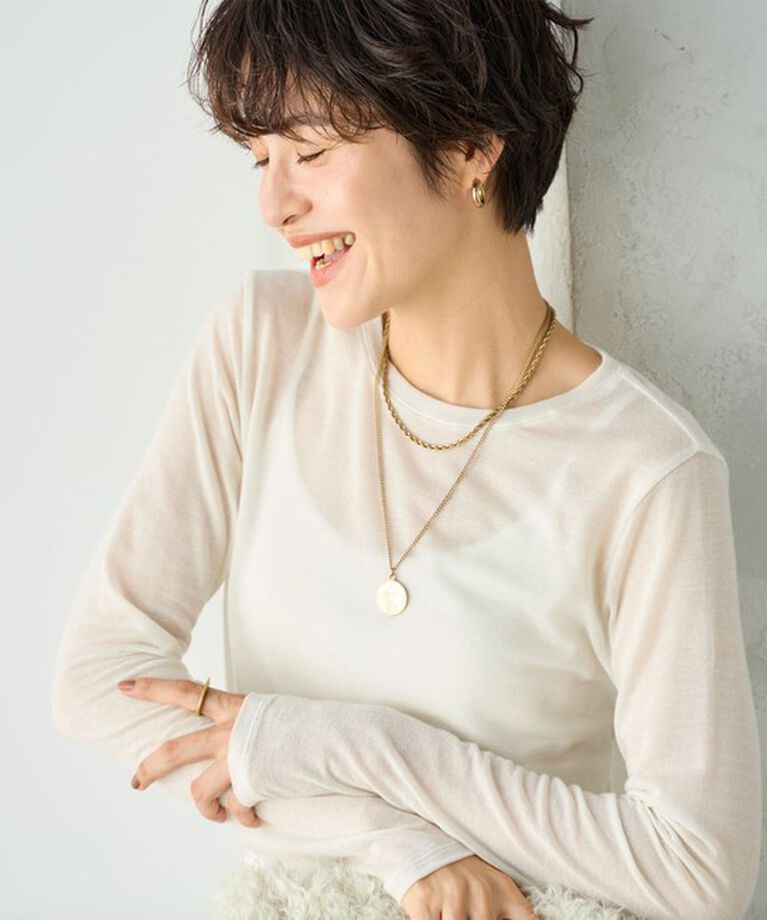NOLLEY'S sophi「カシミヤシルク混ラメロンT」|Tシャツ・カットソー|オフホワイト