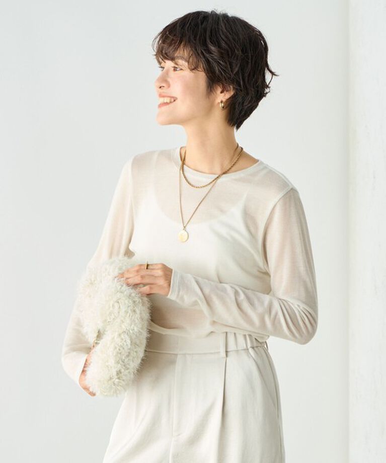 NOLLEY'S sophi「カシミヤシルク混ラメロンT」|Tシャツ・カットソー|