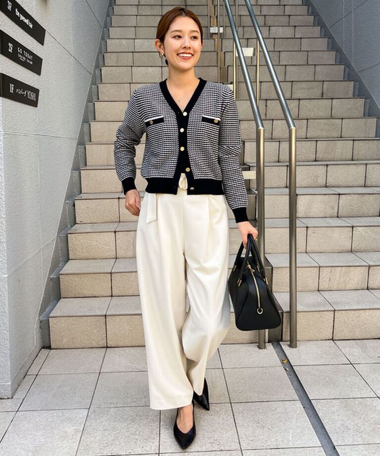 NOLLEY'S「《セットアップ対応》ウォッシャブルゴールドパーツベルト付きワイドパンツ」|その他|