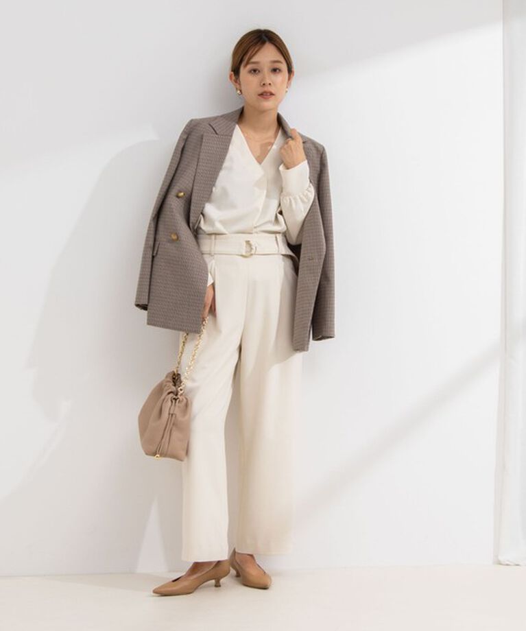 NOLLEY'S「《セットアップ対応》ウォッシャブルゴールドパーツベルト付きワイドパンツ」|その他|