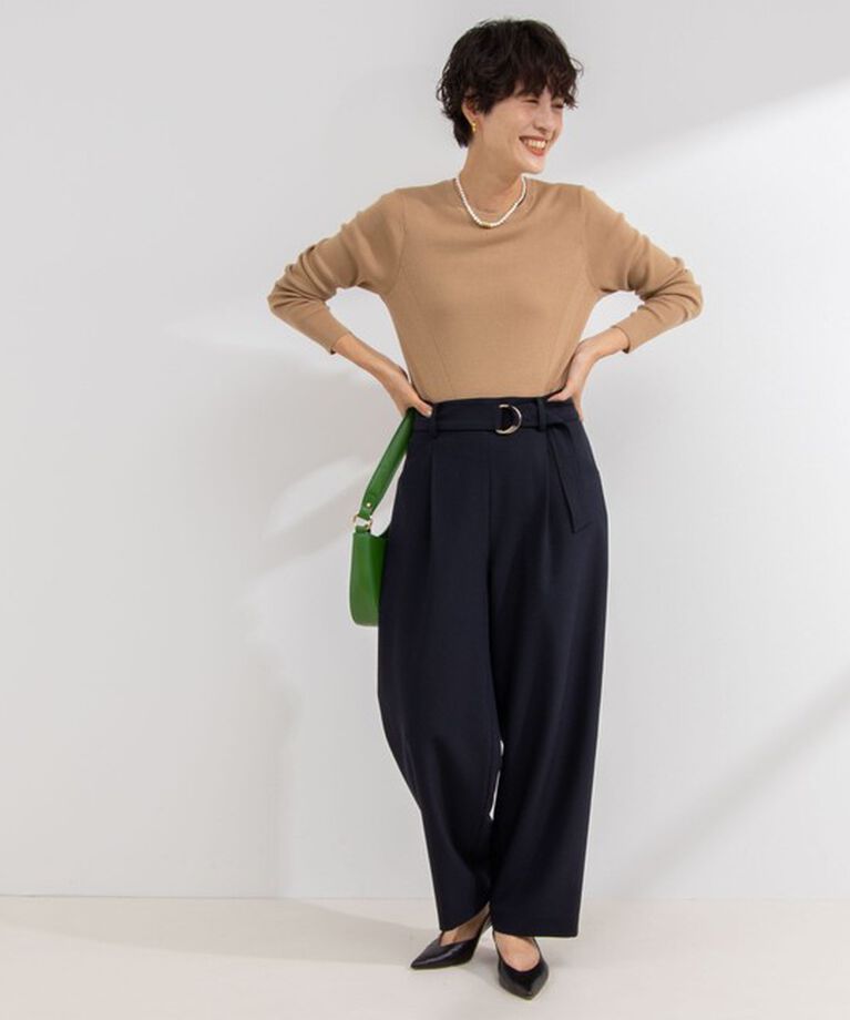 NOLLEY'S「《セットアップ対応》ウォッシャブルゴールドパーツベルト付きワイドパンツ」|その他|