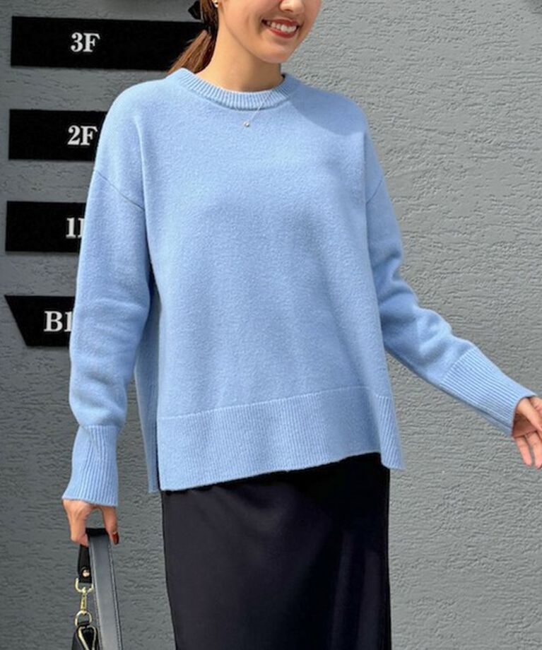 NOLLEY'S sophi「紡毛クルーネックプルオーバーニット」|ニット・セーター|サックス