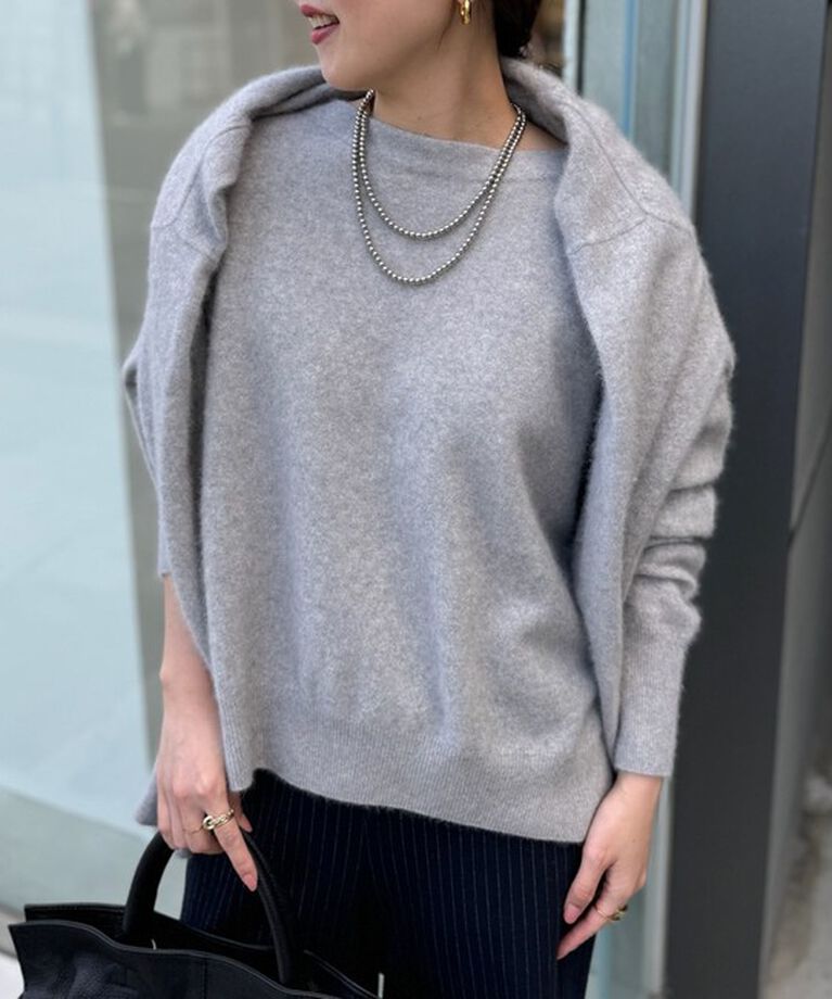 NOLLEY'S「ウォッシャブルヘアリーニットボートネックプルオーバーニット」|ニット・セーター|ライトグレー
