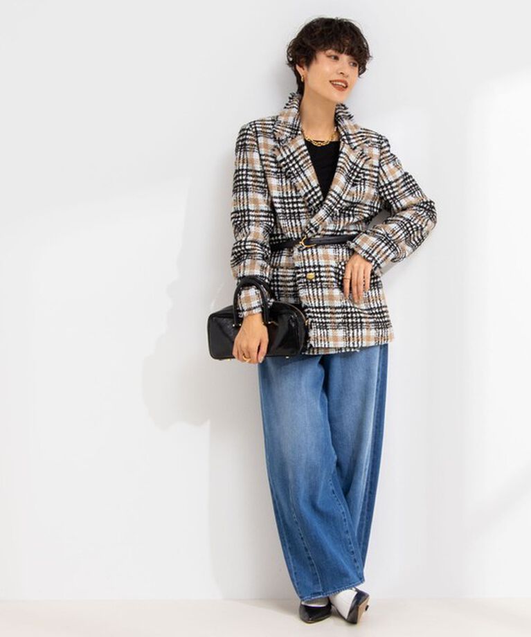 NOLLEY'S sophi「《セットアップ対応》ツイードチェックフリンジジャケット」|テーラードジャケット|