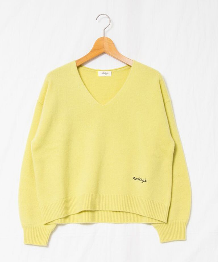 NOLLEY'S「ロゴ刺繍入りVネックプルオーバーニット」|ニット・セーター|