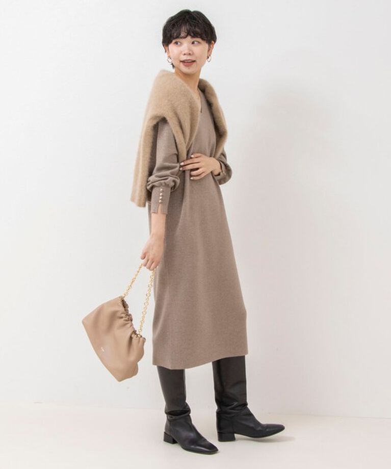 NOLLEY'S sophi「《手洗い可能》ラメ総針Vネックコクーンワンピース」|ワンピース|