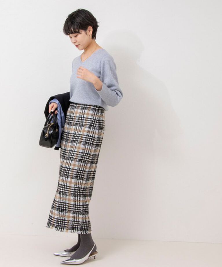 NOLLEY'S sophi「《手洗い可能》ラメ総針パワショルVネックプルオーバーニット」|ニット・セーター|
