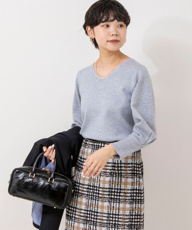 NOLLEY'S sophi「《手洗い可能》ラメ総針パワショルVネックプルオーバーニット」|ニット・セーター|