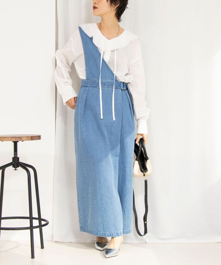 Rie Miller「【RM denim】ワンショルダーデニムジャンパースカート」|ワンピース|ブルー系その他7